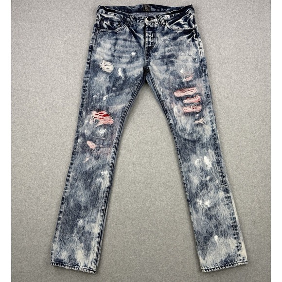 PRPS Jeans Mens 33x34 Acid Wash Paint Splatter Demon Slim Straight Distressed